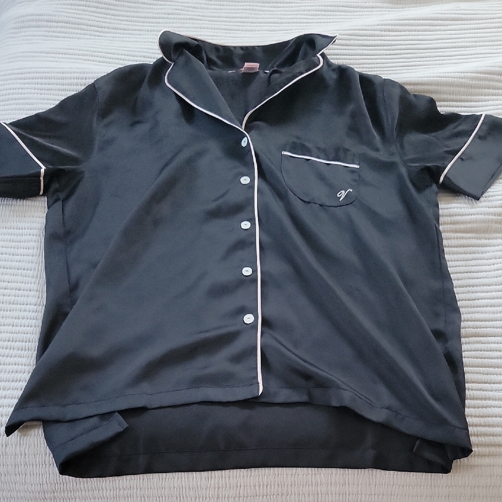Victoria's Secret Black Satin Pajama Top